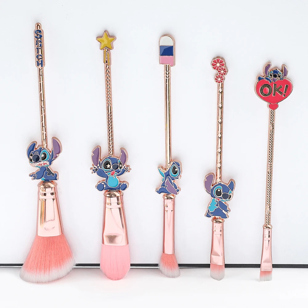 5pcs/lot Stitch Disney Cartoon Figure Makeup Brush Anime Cute Cosplay Model for Women Girl Makeup Brush Tool Girls Gifts