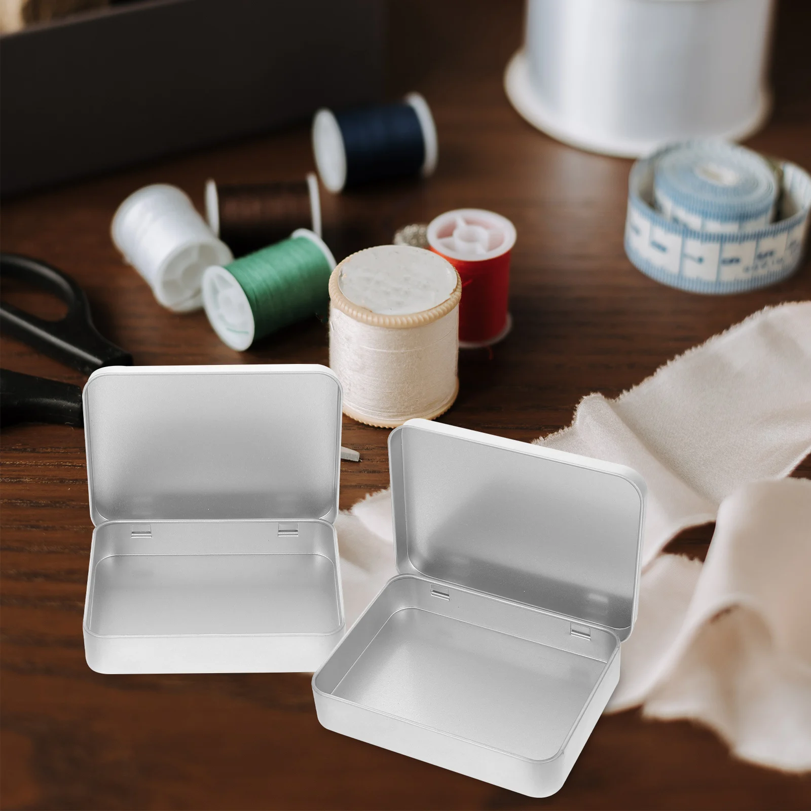 

2pcs Gift Tin Box Containers for Food Storage Organizer Metal Can Hinged Lid Candy Jewelry Coin Keepsake Tinplate Case