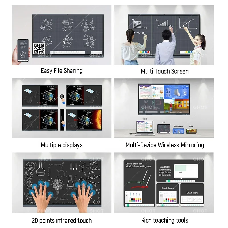 Factory  OEM ODM Smart Boards Max hubs IR Touch Smart Whiteboard Electronic Digital Interactive Displays For School Classroom