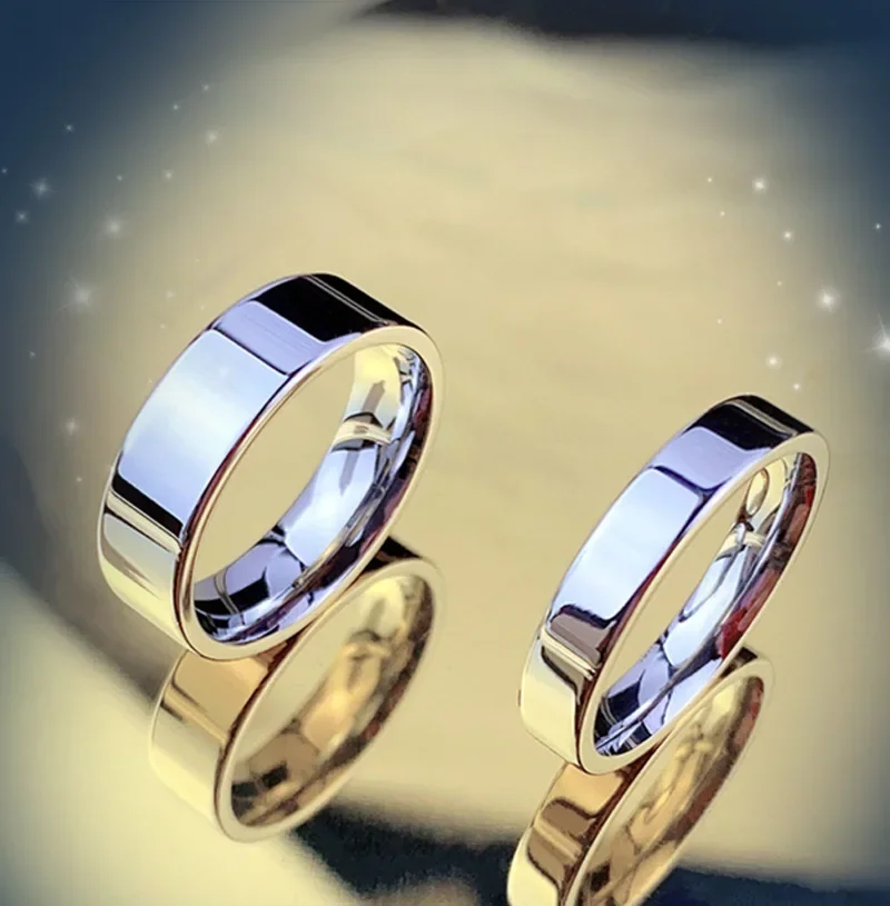 51JEWELRY 3-6mm Silver Stainless Steel Customized Rings Couple Rings for Men and Women LOVER'S Ring Scratch Resistance