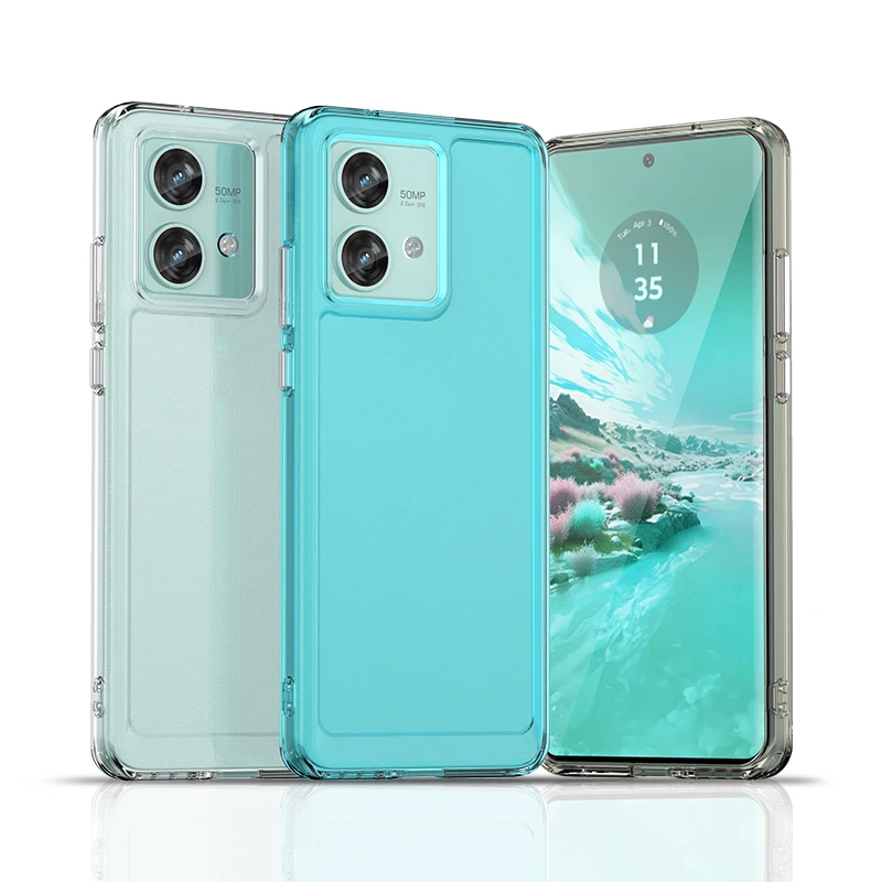 For Moto Edge 40 Neo Case Transparent Cover Fundas Candy Color Soft Flexible TPU Clear Back Bumper For Motorola Moto Edge 40 Neo