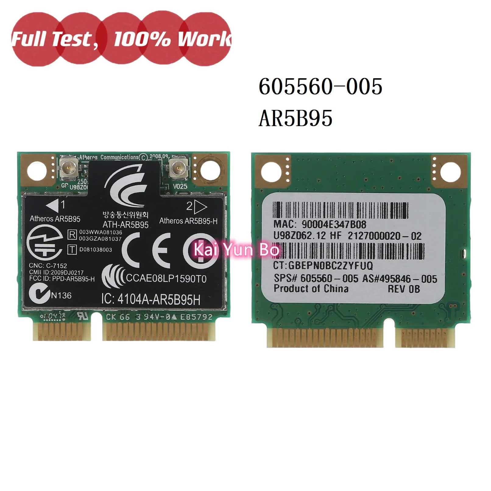 Tarjeta de red WIFI inalámbrica interna para HP DV7T-4000, DV6T-3000 4520s, 4525S, DV7-4000, 4720S, AR5B95H, 4725-005