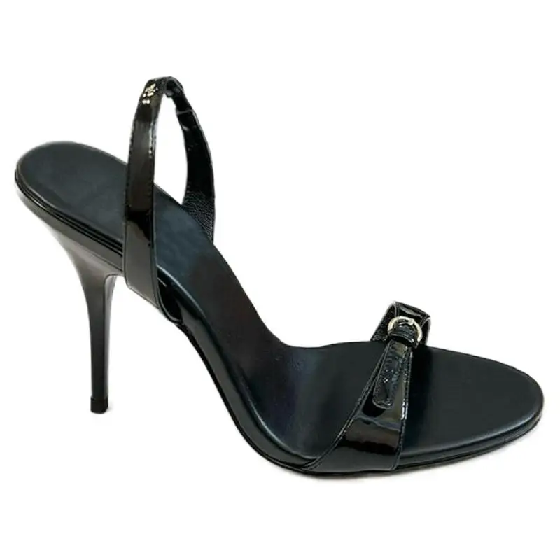 2025 New Versatile Open Toed Round Head Rear Tripping Strap One Word Strap Metal Buckle High Heel Sandals for Women
