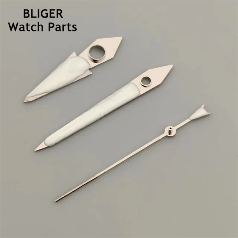 BLIGER Silver NH35 Watch Hands C3 Green Luminous For NH35 Automatic Movement Modified Replacement Watch Parts Accessories