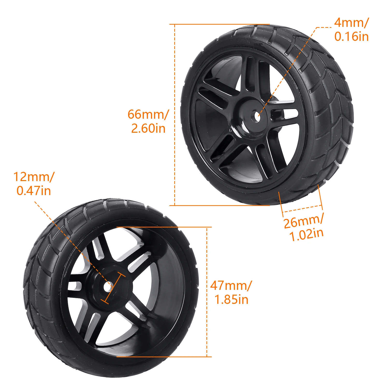 HobbyPark Pre-Glued RC Touring Tires for 1/18 Traxxas Latrax Teton 1/10 On-Road 4-Tec 2.0 3.0 Tamiya TT02 TT01