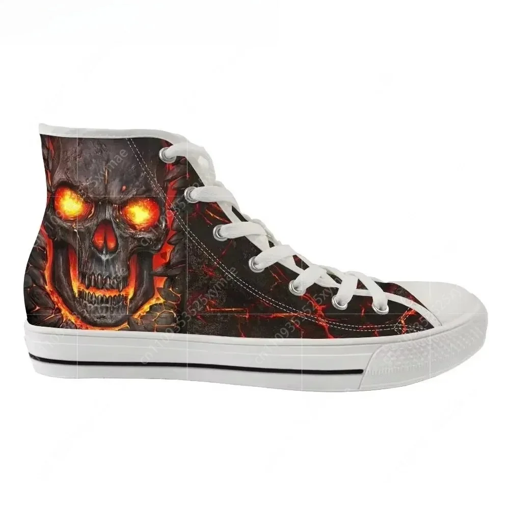 Men Vulcanized Sneakers High Top Canvas Shoes Classic 3D Lava Skull Brand Design Men's Flats Shoes Lace Up Footwear view 3