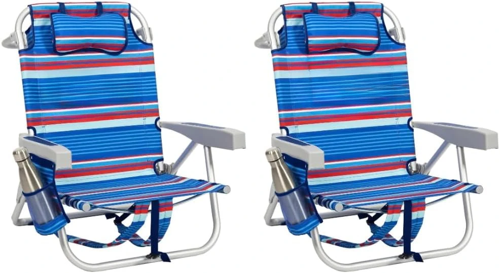 Backpack Beach Chair 2 Pack (Sailfish and Palms), Aluminum, Multicolor