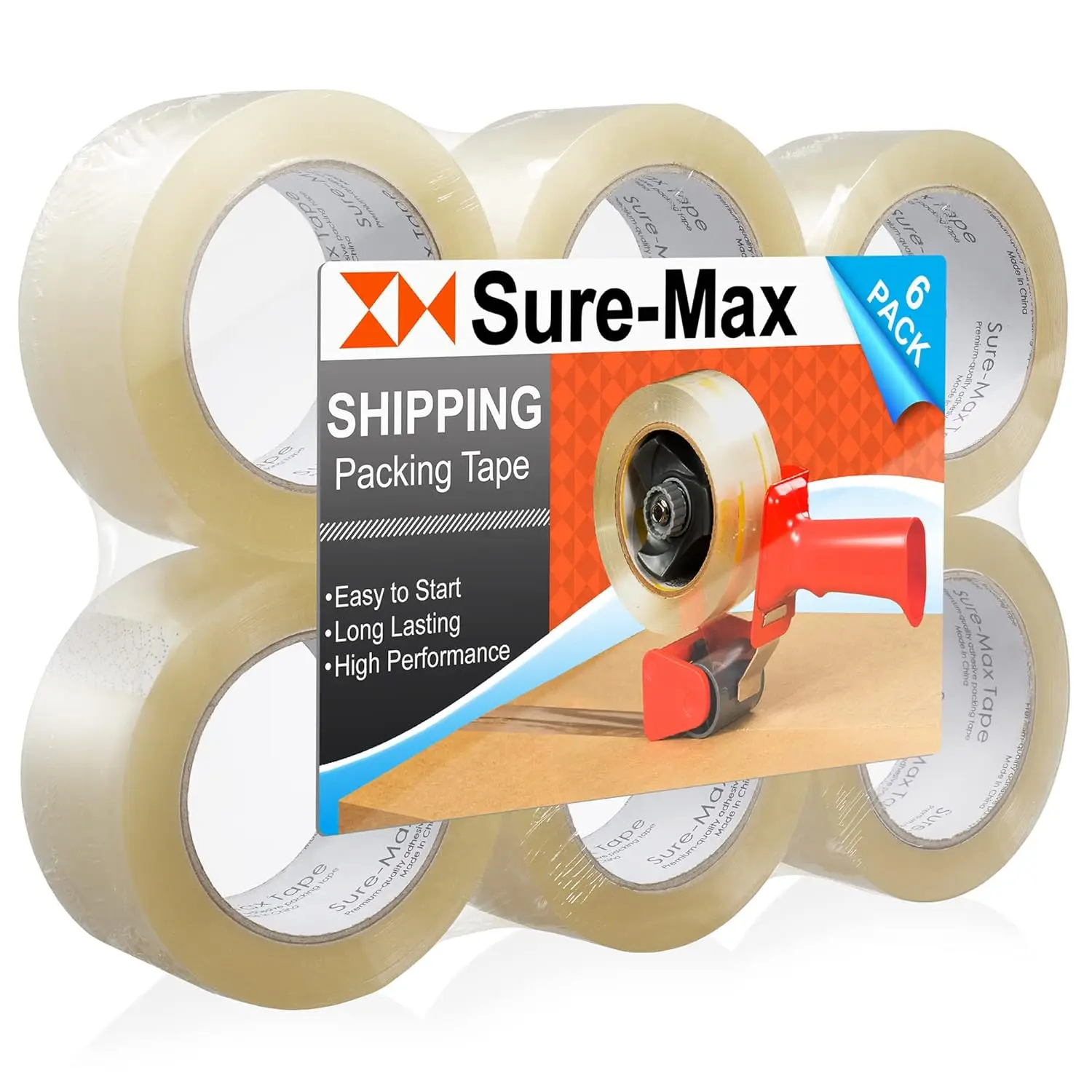 

Premium Carton Packing Tape 2.0 mil 330 Feet (110 Yards) - Clear - 6 Rolls