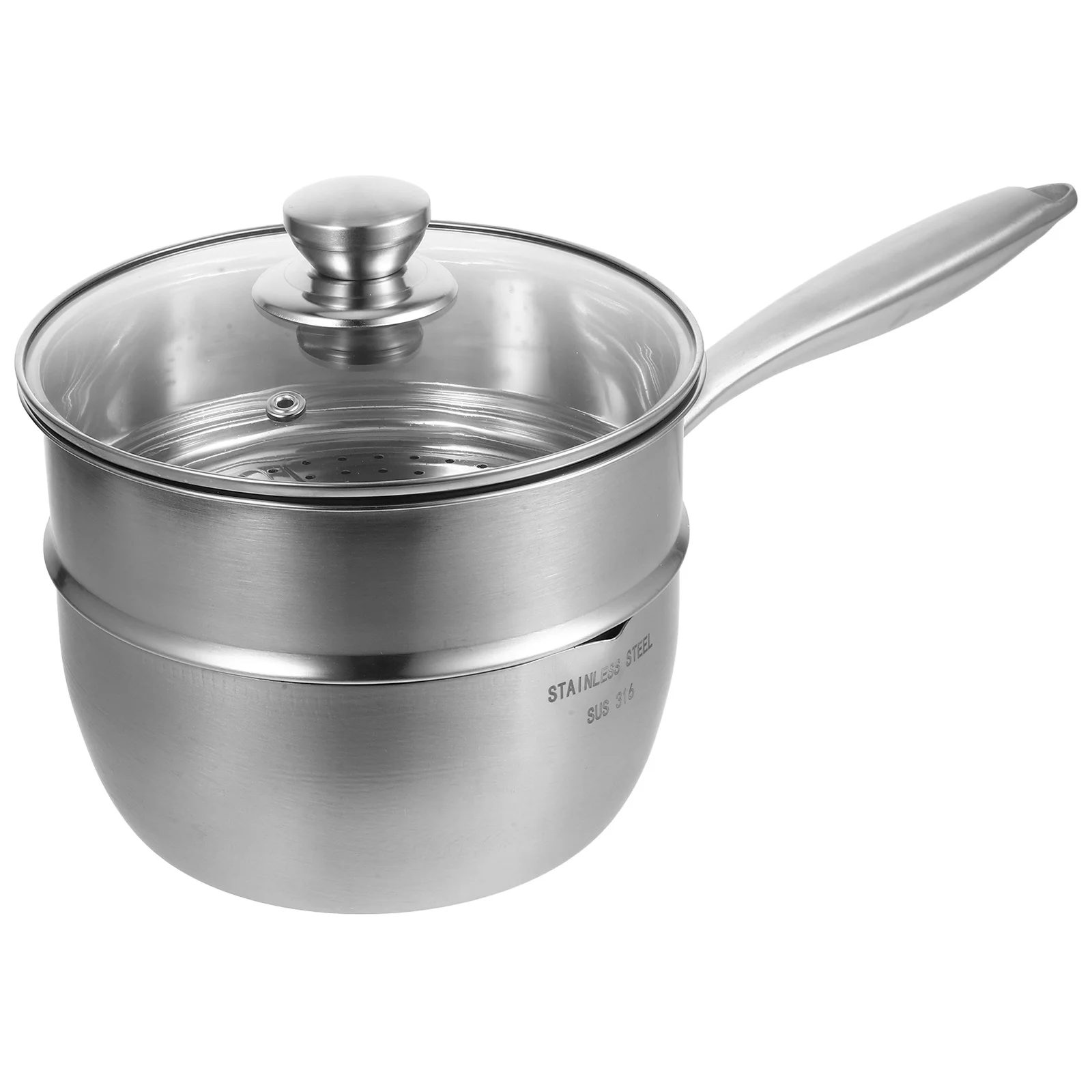 

1Set Saucepan Steamer Stainless Steel Small Pot Ergonomic Handle Efficient Soup Stew Cooking Kitchen Cookware Nonstick Pan