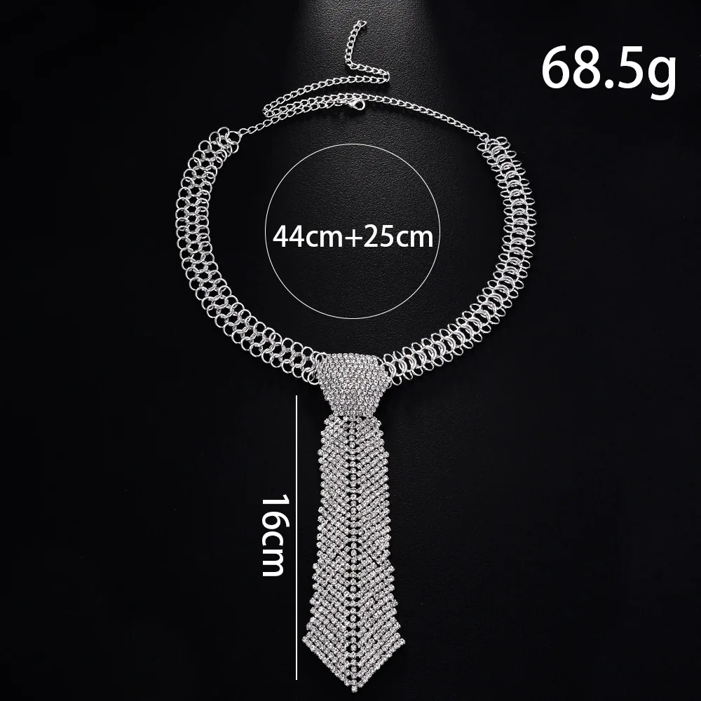 Fashionable elegant necktie Necklace flash Rhinestone Long Necklace bead chain Ladies Wedding Clothing Accessories Gifts jewelry