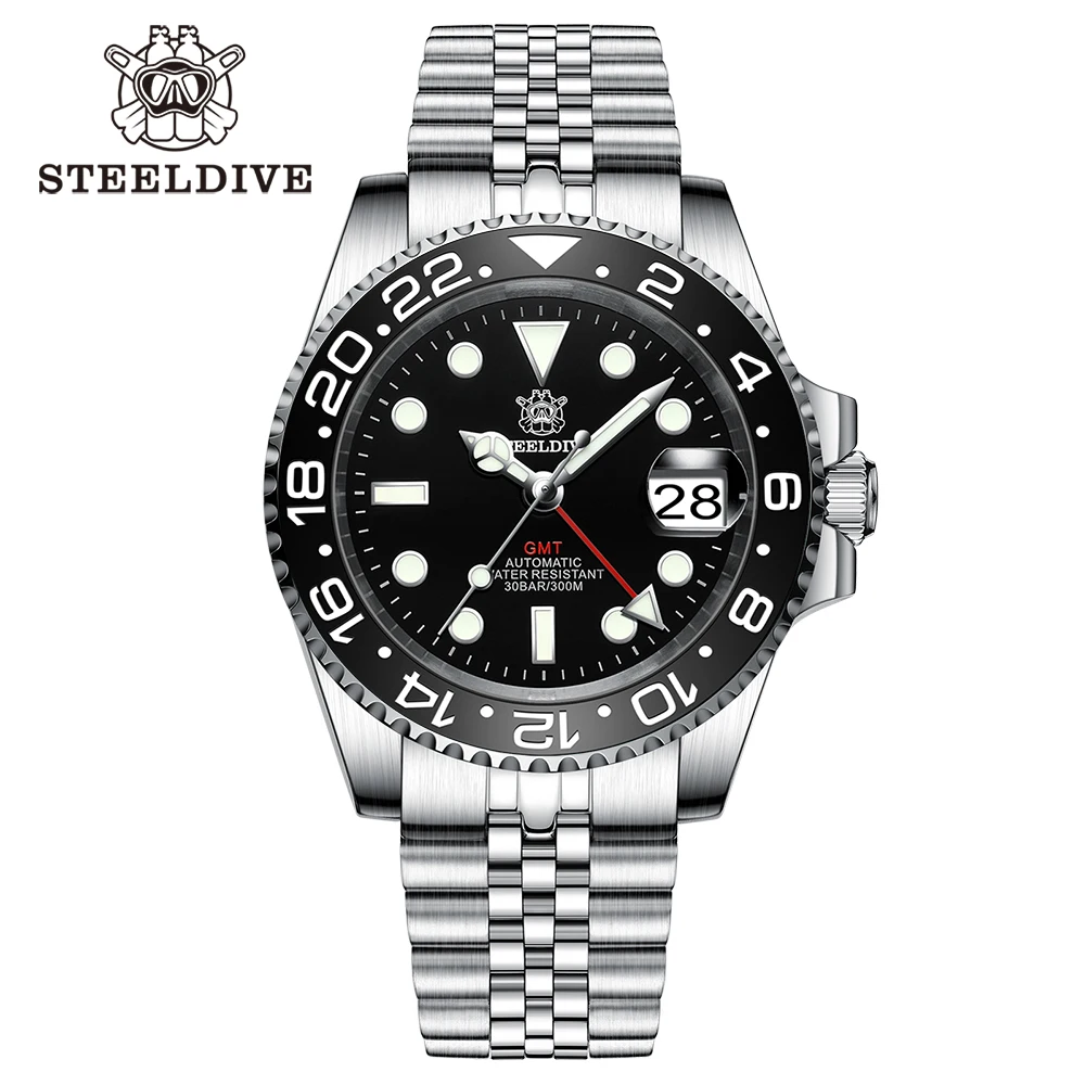 NH34-Uhrwerk Neue Uhr 2023 Vierzeiger GMT STEELDIVE 41 mm SD1993 C3 Super leuchtende 300 m wasserdichte Herren-Taucheruhr
