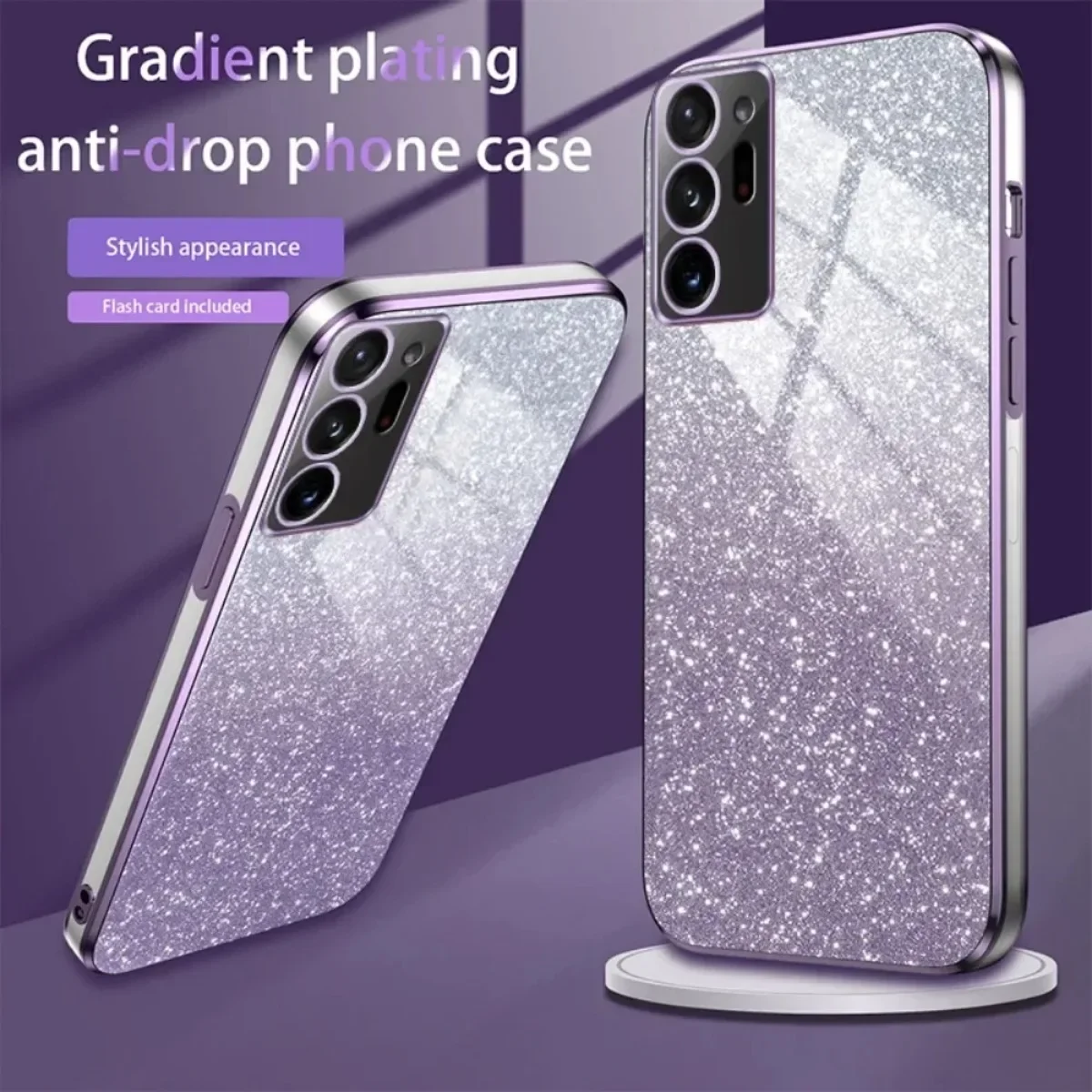 Luxury Gradient Glitter Plating Case For Samsung Galaxy S24 S22 S21 S23 Ultra FE Note 20 10 S10 S20 Plus Silicon Protect Cover