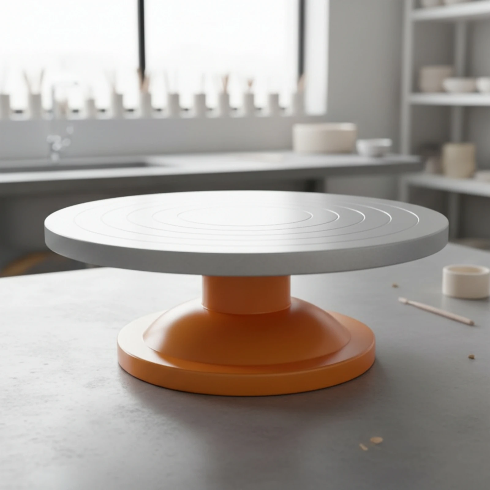 Pottery Turntable with Circular Grooves 360-Degree Rotating Work Platform Cake Decorating Turntable Stable Sculpting Wheel
