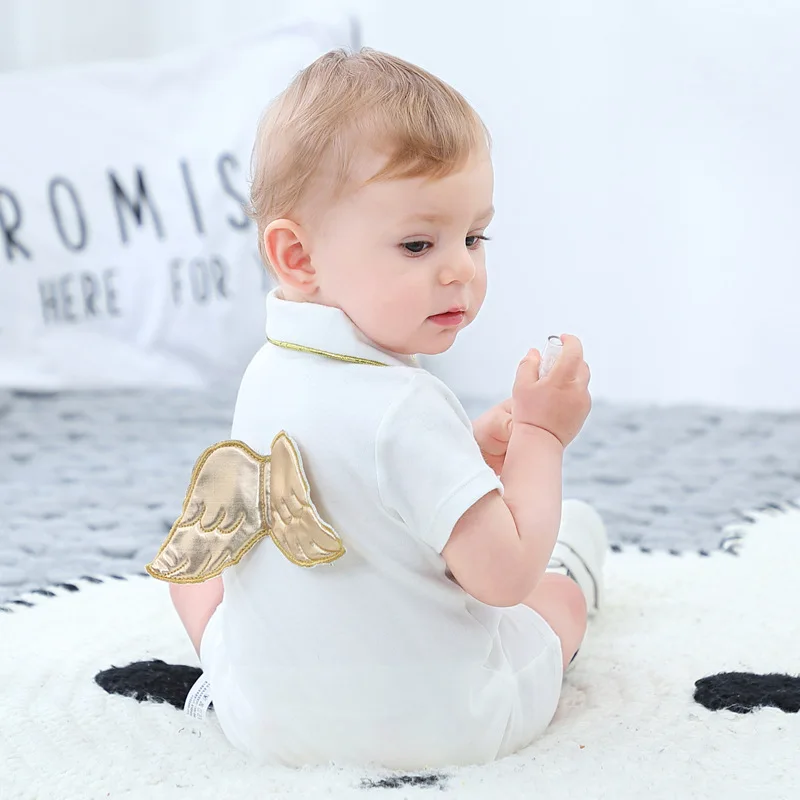 Angel Rompers Child Clothing Baby Clothes Girls Infants Kids Climb Summer Short-sleeved Jumpsuits