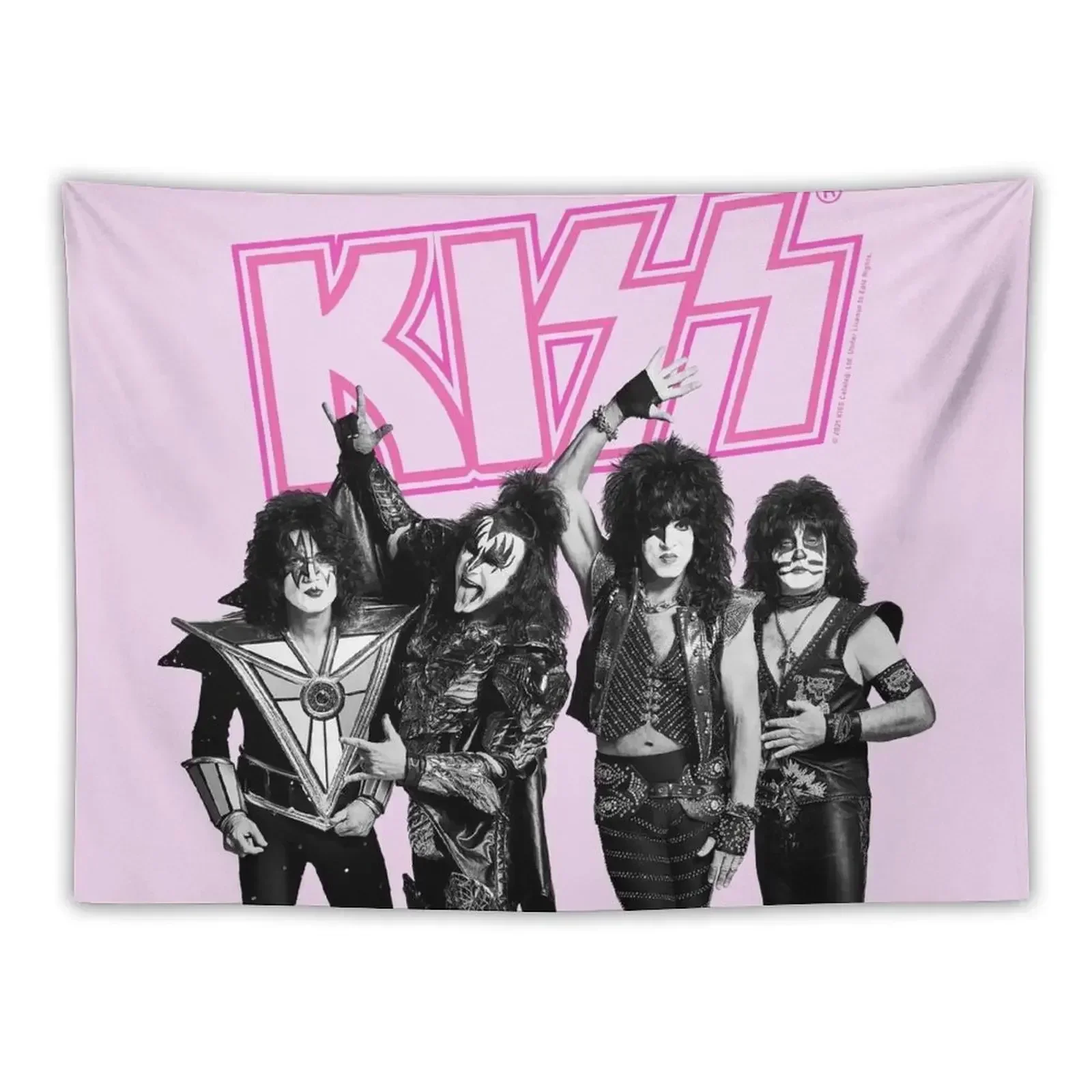 

KISS Band Fan Art Pink Tapestry Room Decorations Aesthetics Wallpapers Home Decor Tapete For The Wall Tapestry
