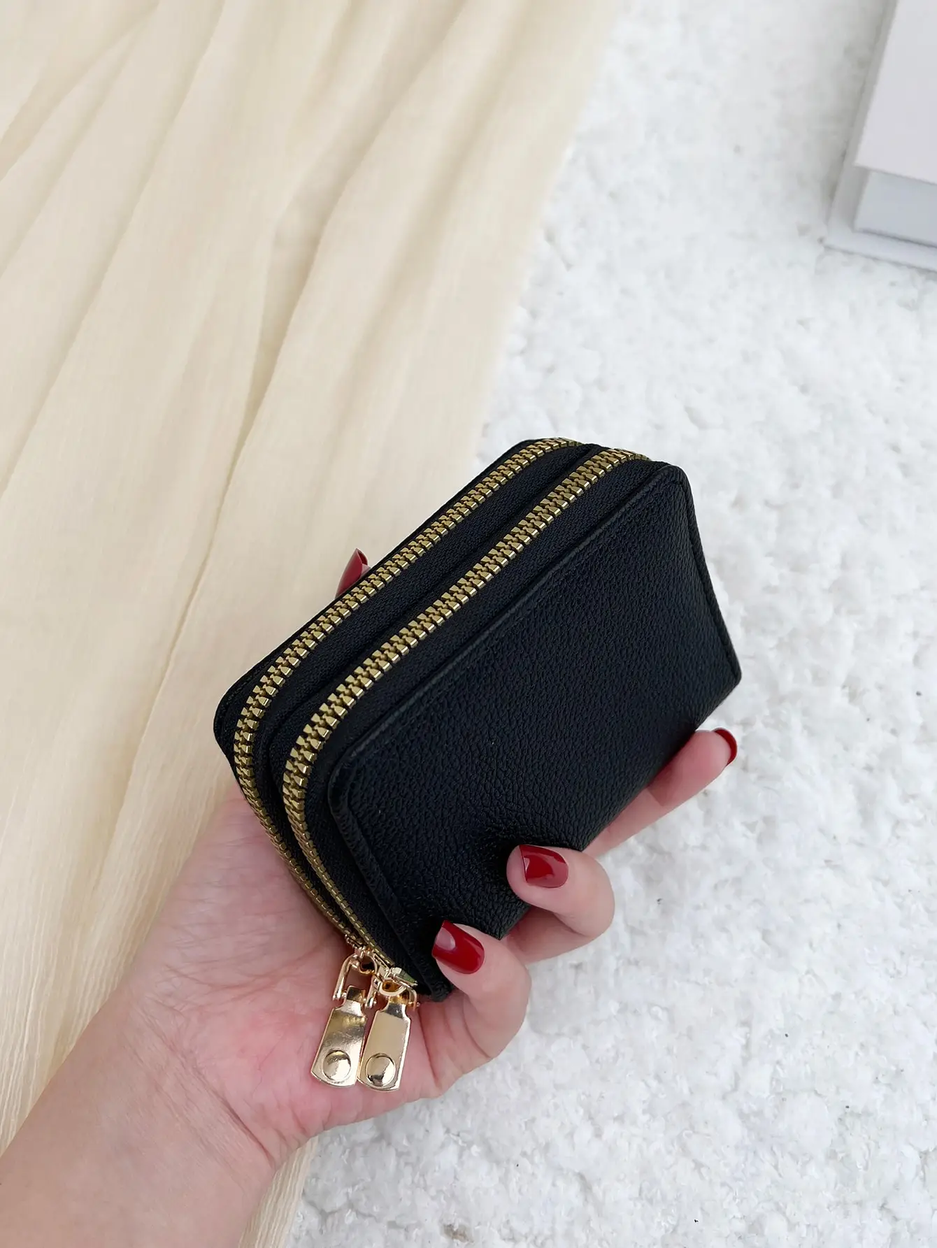 

1pc Baby Pink Card Bag Storage Bag Card Bag Small Wallet Double Layer Zipper Coin For Men And For Daily Shopping School Trips Lightweight Portable Card ID Card White-Collar Workers For Male Holiday For Anniversary For Birthday Gift Gift Accessories Gift G