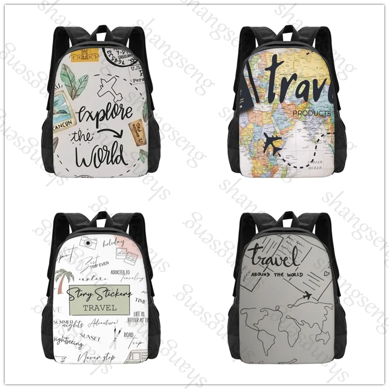 

Журнал для путешествий, рисунок, большая вместительная школьная сумка с принтом, рюкзак для мальчиков и девочек, студенческий рюкзак для отдыха и путешествий, пригородный рюкзак