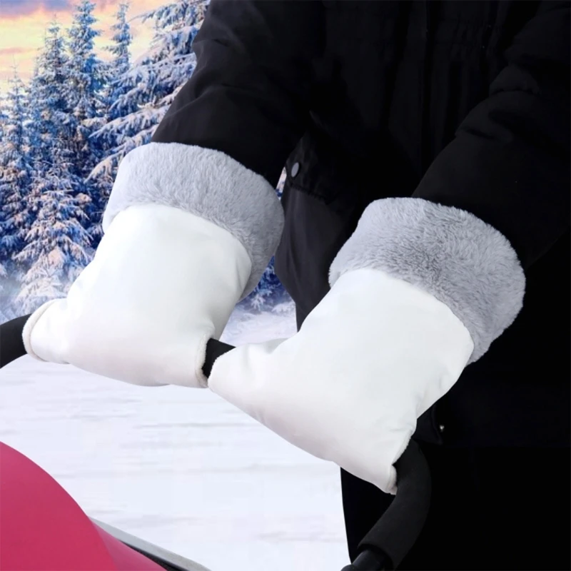 Wózek z polarową mufką, wiatroszczelny wózek rękawiczki uchwyt wózka, mufka ręczna, trzymaj ręce w cieple na śniegu