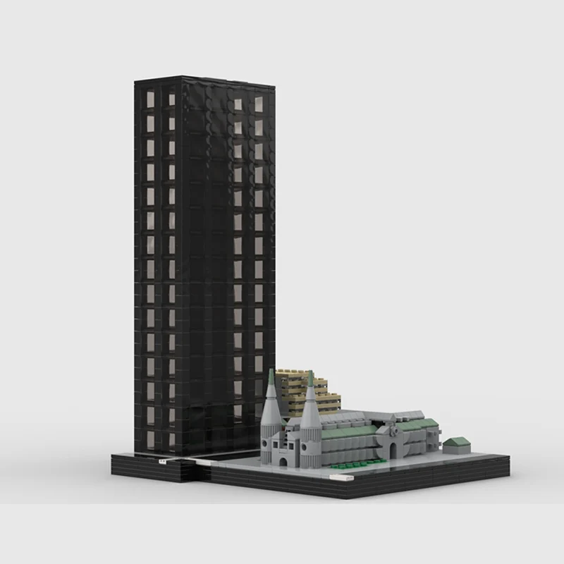 Street View Model MOC Building Bricks Observation Tower And Cathedral Modular Technology Children Holiday Gift Assemble Toy Suit