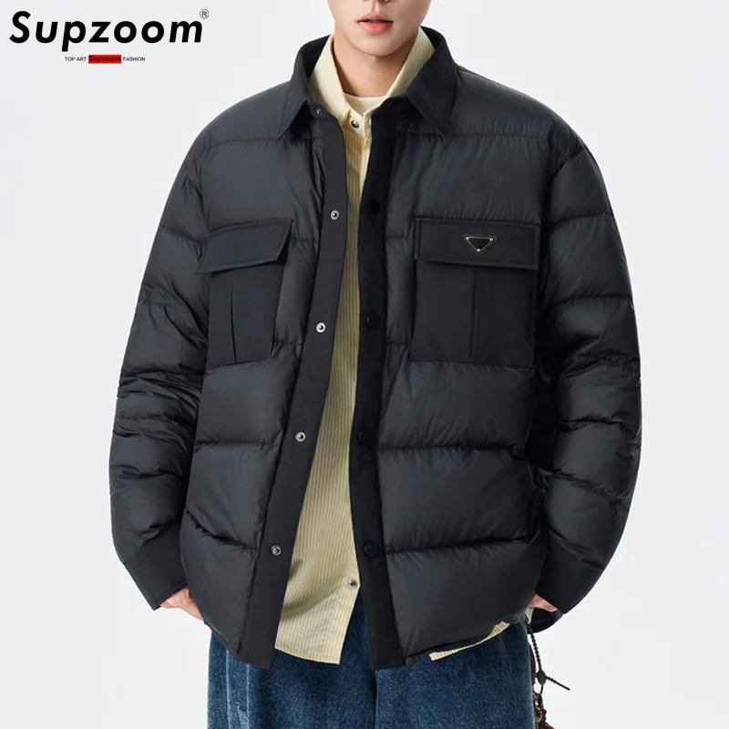

Зимние пуховики мужские Supzoom 2025: Новинка, модные, с отложным воротником, утепленные, повседневные, с треугольными вставками