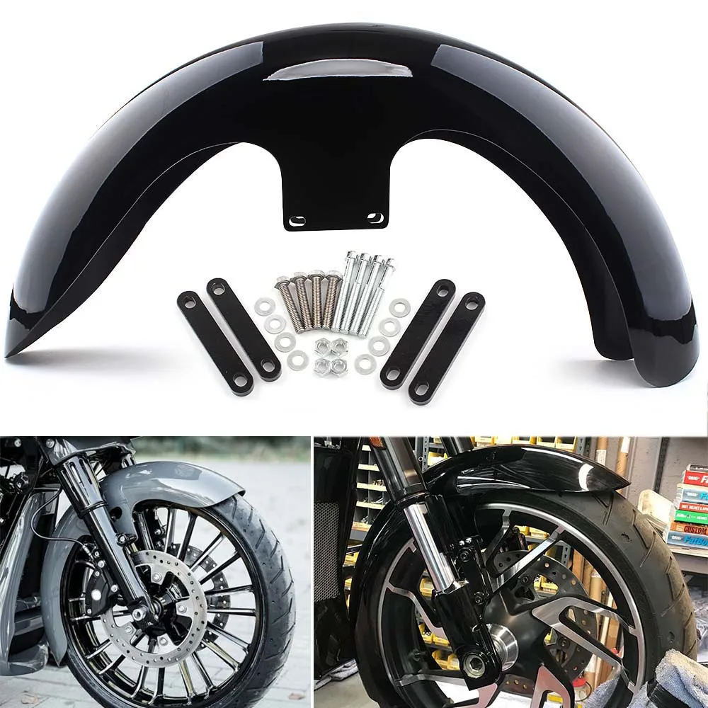 

Vivid Black Motorcycle 23" Wheel Wrap Front Fender For Harley Touring Road King Electra Street Road Glide Baggers