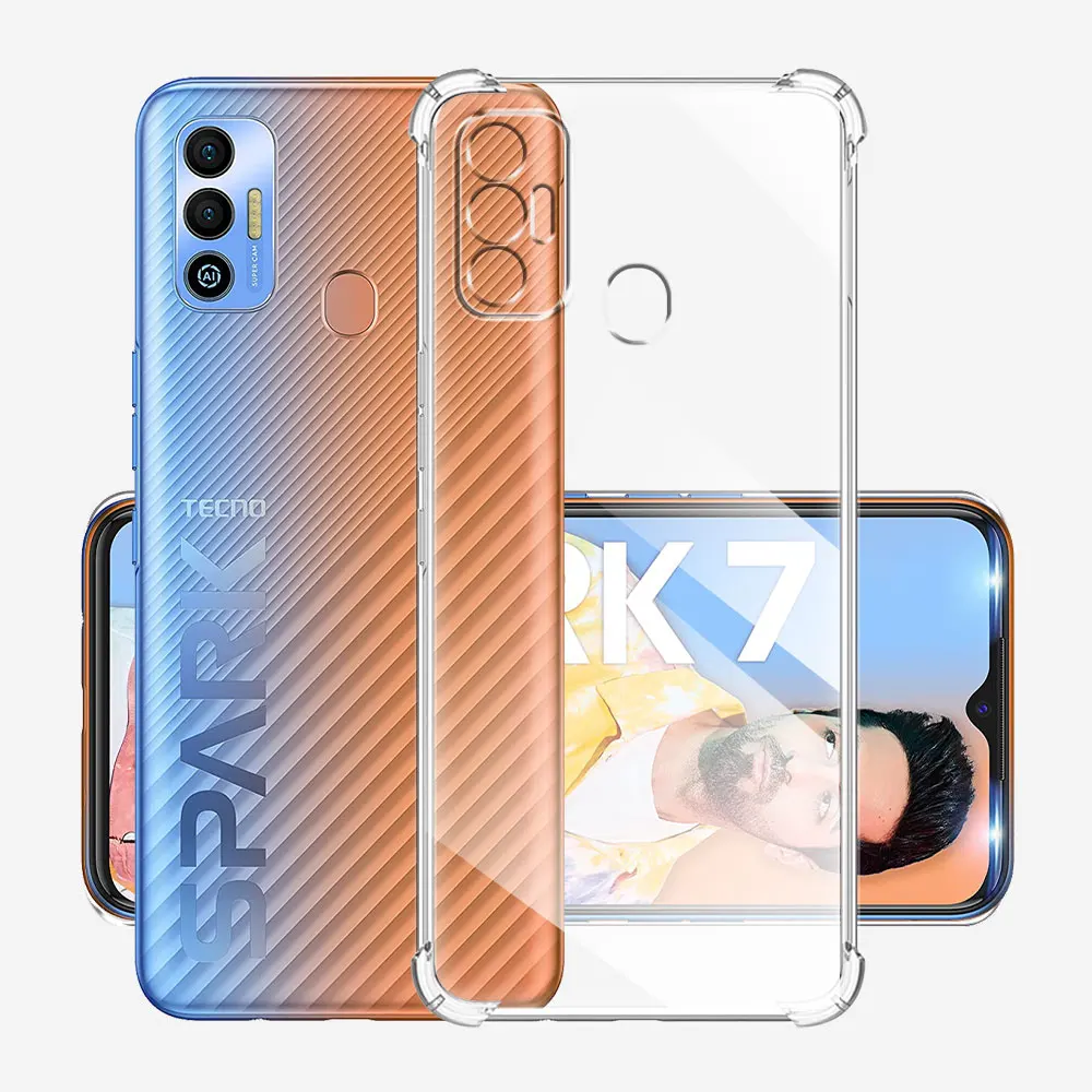 Shockproof Case For Tecno Spark 7 Soft Silicone Transparent Case For Tecno Spark 7T Clear Cover For Spark7 7t Funda Coque