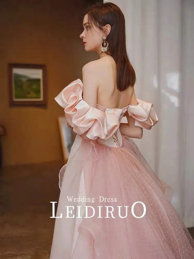 Elegante vestido de baile de cetim rosa fora do ombro sem alças sem mangas renda destacável saia a linha até o chão vestido de festa formal