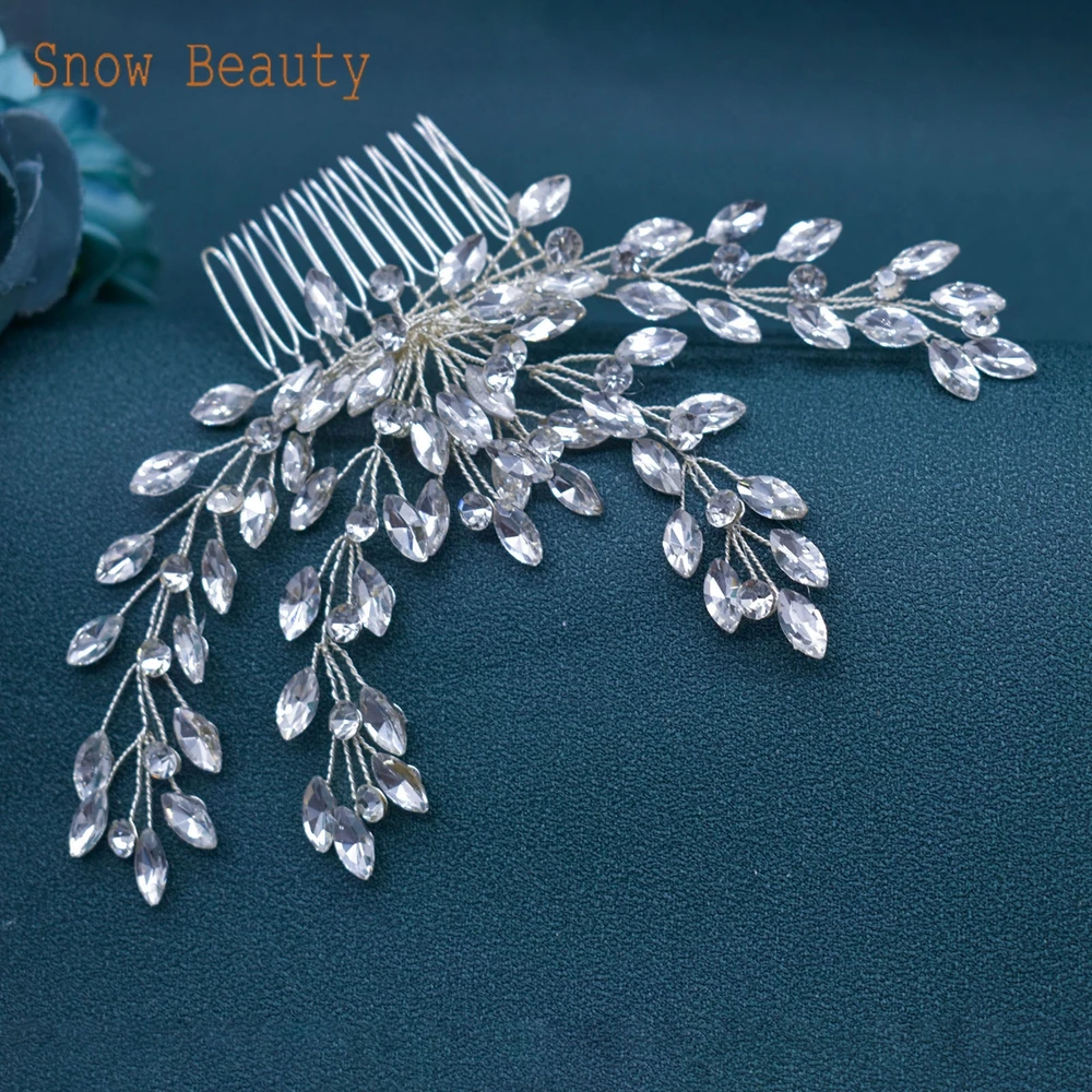 A487 eleganti forcine da sposa fermagli per capelli da sposa in cristallo di moda accessori per capelli da sposa con strass copricapo per capelli da ballo