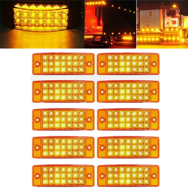 

10PCS Amber Flowing 21LED Side Marker Light Truck Trailer Turn Signal Lamp 12-24V Universal