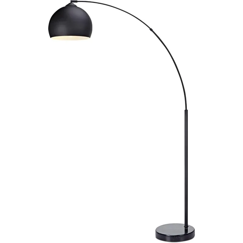 

66.93" Arc Floor Lamp for Living Rooms, Home Offices, Dining Rooms, Bedrooms with Faux Marble Base and Black Bell Shade