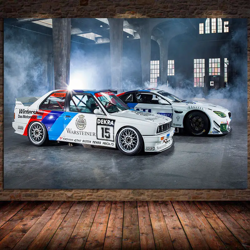 1pc Frameless Canvas Painting Modern Canvas Paintings Supercars Tuning M6 E30 Racing Car Picture Poster and Print Wall Art for L