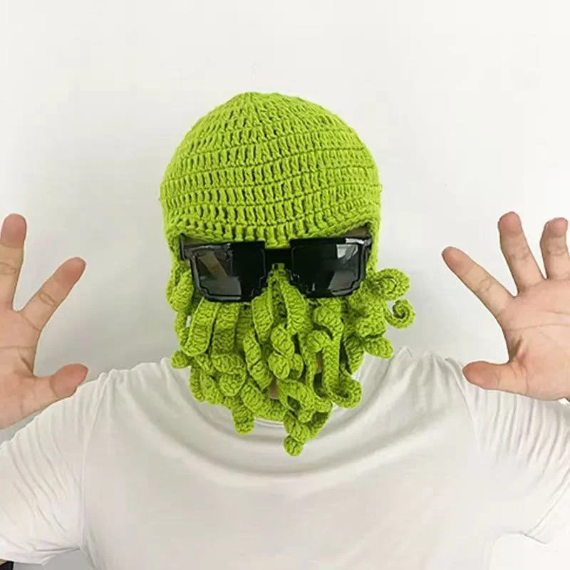 Tentacle Octopus Cotton Hat Crazy Party Squid Hat Balaclava Hat Winter Warm Hat Knitted Octopus Hat Unique Cosplay Prop