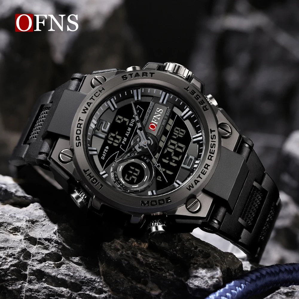 OFNS Top Fashion Quartz Men\'s Sports Watch Outdoors 50M Waterproof LED Electronic Luminous Digital Luxury Military Men\'s Watches