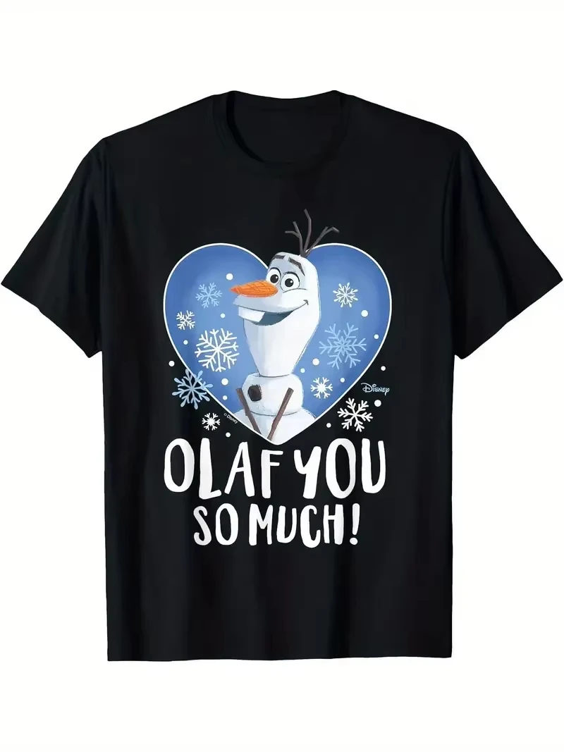 2025 خريف جديد ديزني فروزن 2 أولاف لوحات الجرافيك تي شيرت الكرتون رجل إمرأة للجنسين القطن المحملة الشارع الشهير عادية كبيرة الحجم