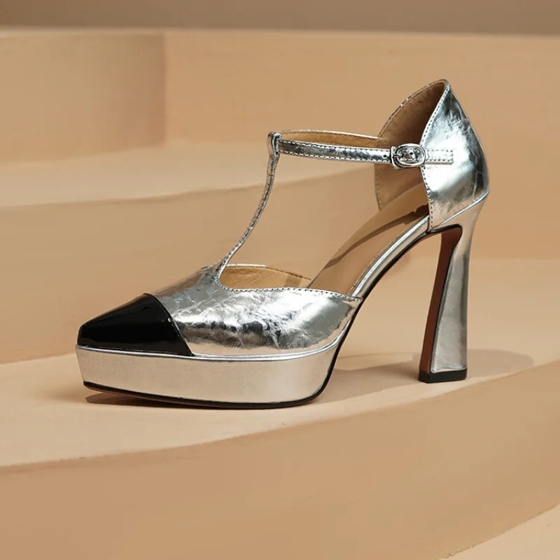 women's sandals  Thick Heel  Platform  Pointed toe  Fashion trend  Light Weight  Mixed Colors  simple and elegant  Comfortable - view 5