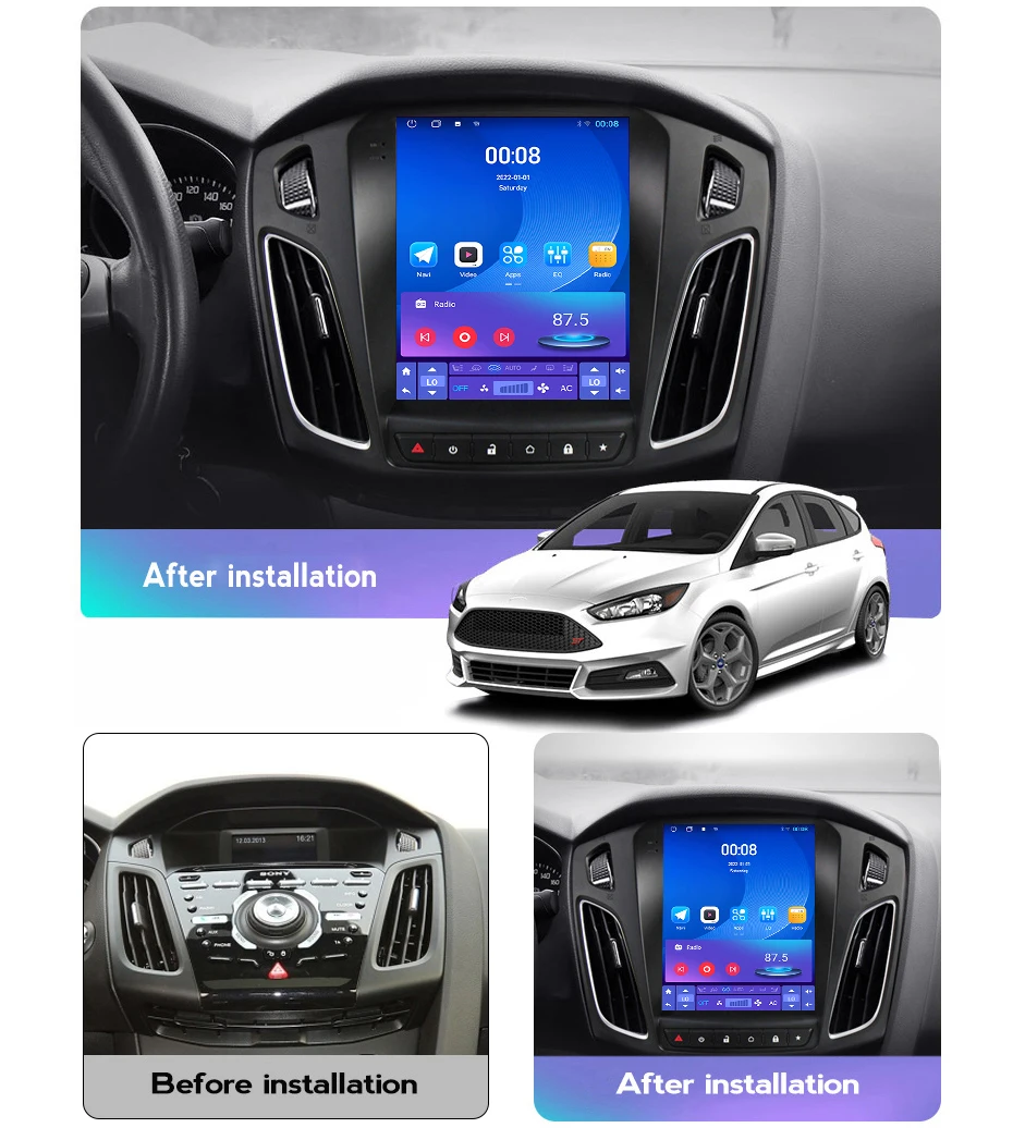 Android Auto Carplay 2 Din Radio samochodowe dla Ford Focus 3 Mk 3 2011 2019 odtwarzacz multimedialny Stereo GPS inteligentne systemy nawigacji