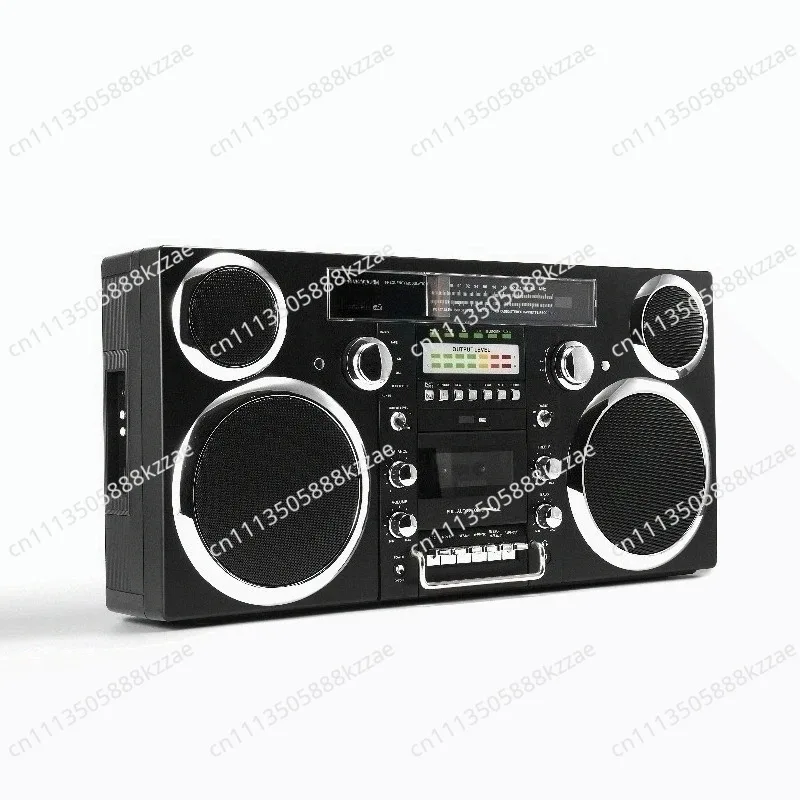 Vintage Large Boombox with CD Player, Cassette, FM Radio & Bluetooth, Multi-Media Sound System with Rich Bass, Home Decor