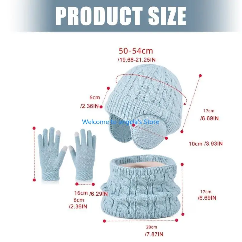X4YC Trẻ Mùa Đông Mũ Găng Tay Khăn Bộ Bé Gái Thời Trang Bé Trai Với Earflaps Giữ Ấm Cổ Tem Mạc Găng Tay Hở Ngón Ấm