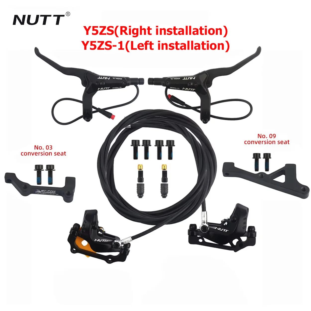 

NUTT Electric Scooter 4 Piston Hydraulic Disc Brake140 160 180 Rotors Left /right mounted MTB Folding Bicycle Power-off oil disk