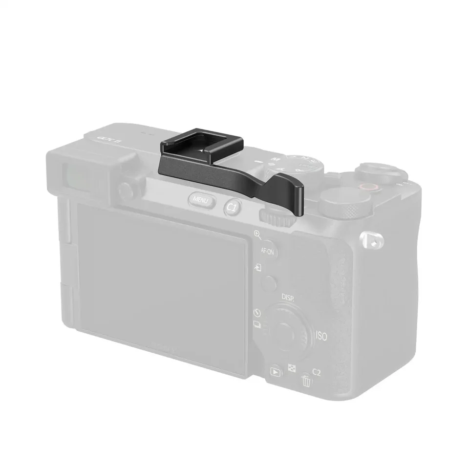 Duimgreep Van Aluminiumlegering Voor Sony A7C – Ergonomisch, Kliksysteem Op Flitsschoen, Zwart 2 miniatura
