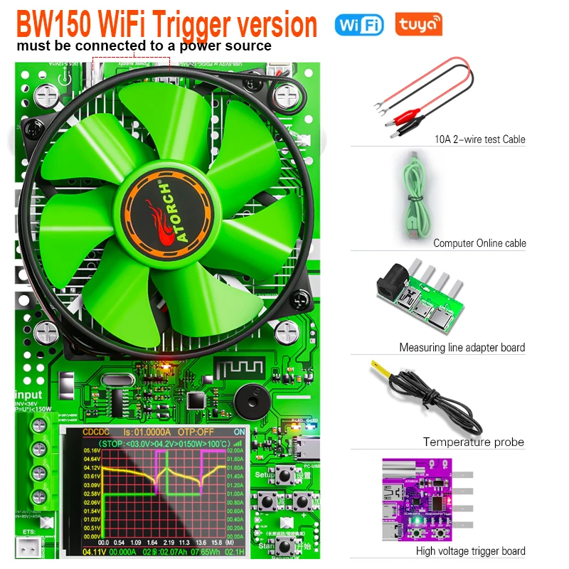 ‌ Tuya WiFi slimme batterijtester 18650-capaciteitsmeter USB elektronische belasting interne weerstandsdetector met realtime APP-monitor