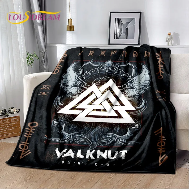 Couverture en peluche 3D Nordic Viking, Myenson, Odin, Cartoon, Glutnel, Throw Blanket, Salon, Chambre à coucher, Lit, Canapé, Pique-nique pour