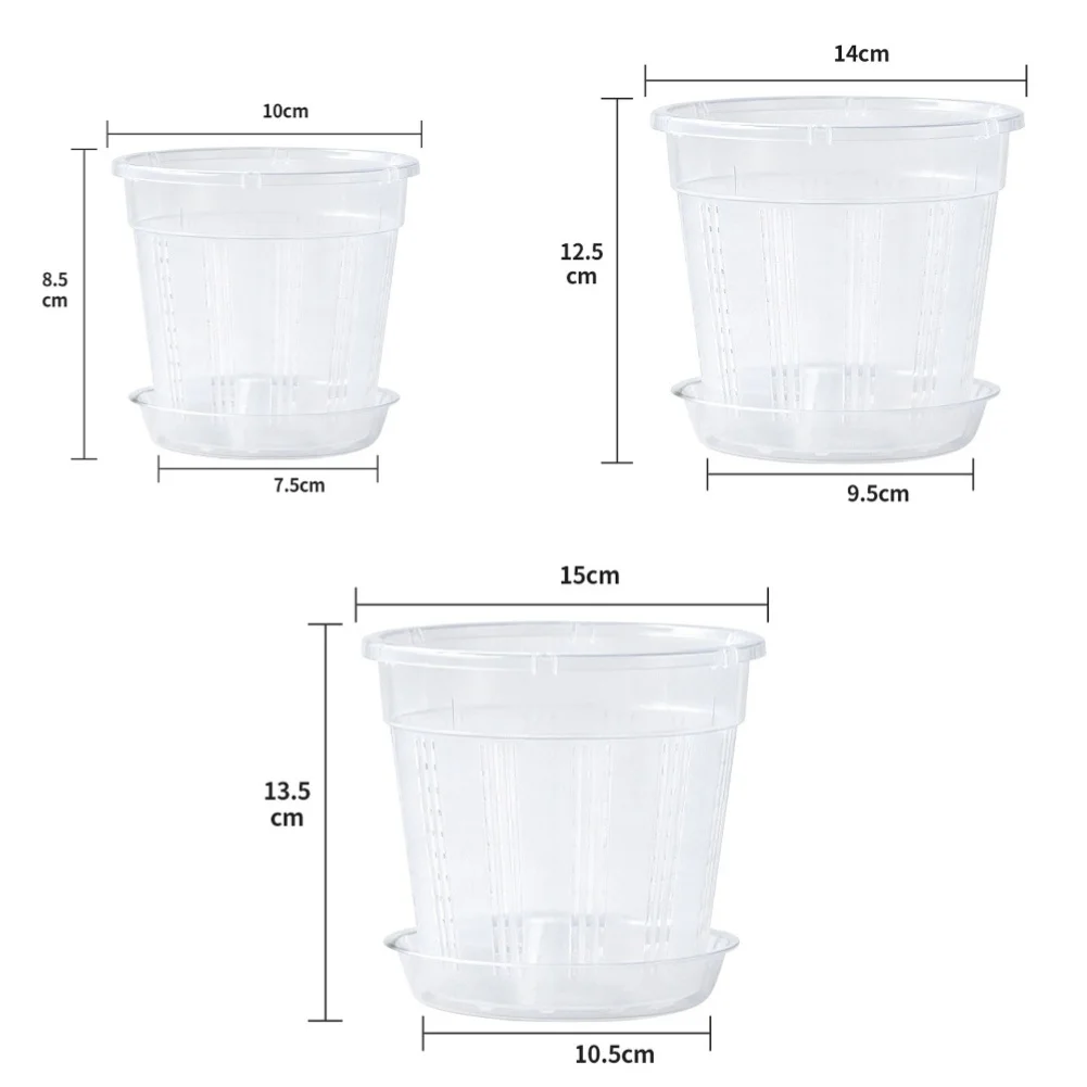 Transparent For Orchid Planters with Drainage Holes Air Circulation Vents and Sturdy Trays for Indoor Outdoor Use