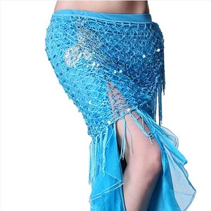 Fato de dança do ventre feminino, cachecol de lantejoulas, cintos dançantes, novo estilo 8 principais vendas soutien dança do ventre - №6