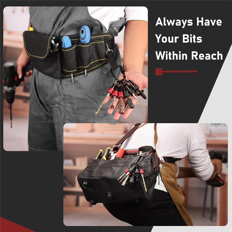 AC88-Upgrade Drill Bit Holder Key Chain 6Pcs 1/4 Bit Holder For Impact Driver Include Keychain Carabiner