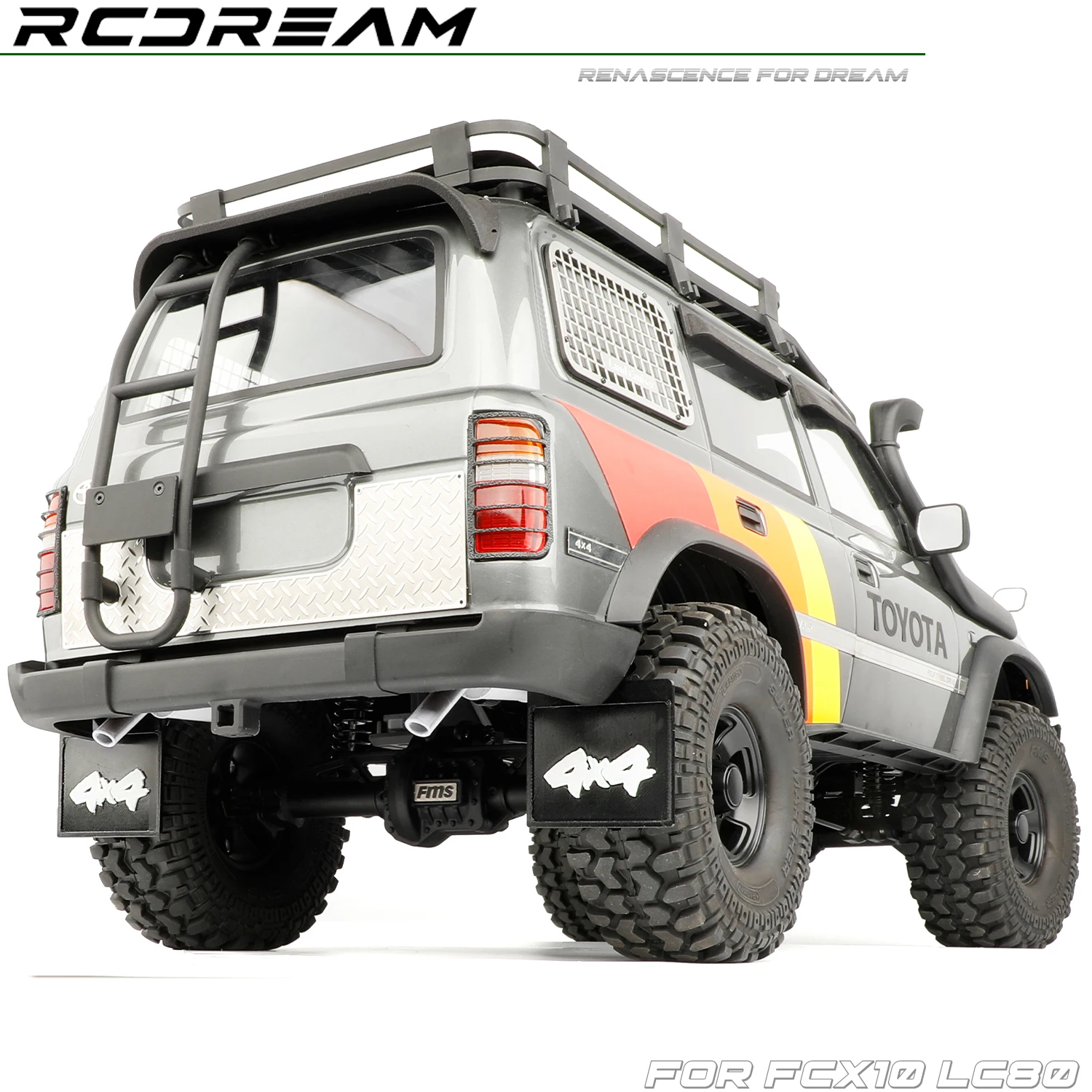 Rcdream 1/10 3d Printed Effect Soft Rubber Mud Flap Color Tpu Mudguard Film / Tail Exhaust Pipe For Fcx10 Lc80 Toyota Part