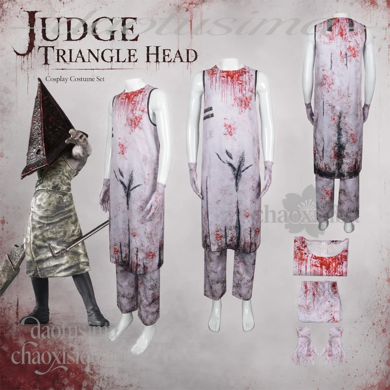 NUEVO 2026 Camiseta sin Mangas para Cosplay de Juez de Fiesta de Halloween, Estilo Horror Anime, con Sangre Falsa y Aspecto Desgastado