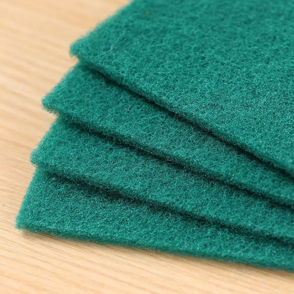 5pcs Household Rectangle Scouring Pads Wear-resistant Reusable Kitchen Scrubbers Green Dishcloth Pot