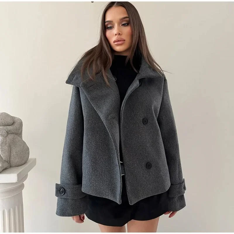 2026 Herbst Winter Neuankunft Damen Einfarbiger Mantel Langarm Stehkragen Oberbekleidung Täglicher Chic Damen Modejacke – Detail 13