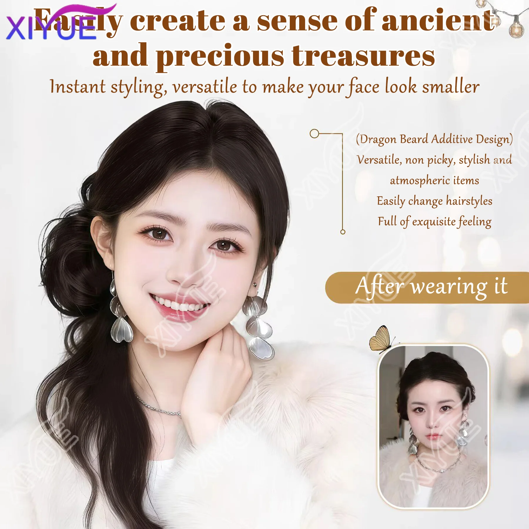 XIYUE Claw Clip Bubble Twist Braid Ponytail Synthetic Hair Heat Resistant Hair Accessories for Women Daily Party